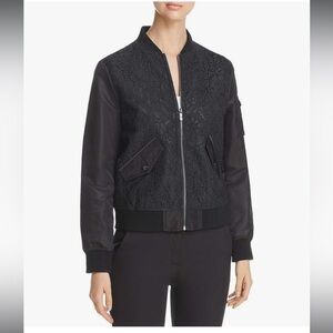Karl Lagerfeld Black Lace Bomber Jacket